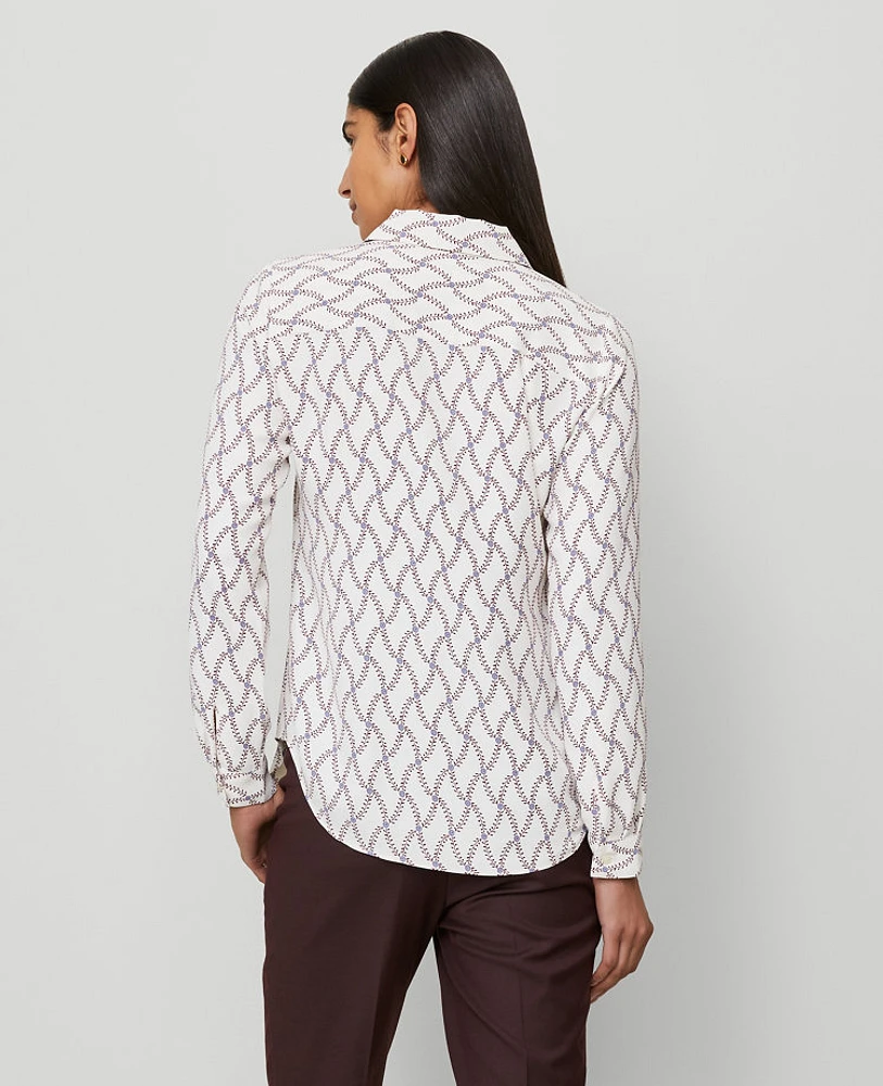 Ann Taylor Floral Essential Shirt Winter White Women's