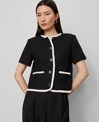 Ann Taylor Tweed Trim Jacket Black Women's
