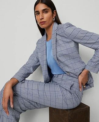 Ann Taylor The Hutton Blazer Glen Check Faded Denim Women's