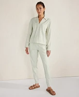 Ann Taylor Haven Well Within Lightweight Twill Collared Popover Top Mineral Grey Women's