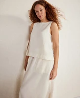 Ann Taylor Haven Well Within Linen Blend Bateau Neck Top Fresh Buttermilk Women's