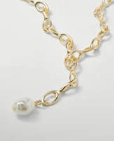 Ann Taylor Pearlized Lariat Necklace Goldtone Women's
