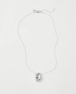 Ann Taylor Metal Disc Pendant Necklace Silvertone Women's