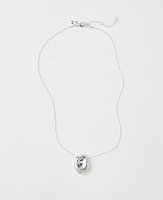 Ann Taylor Metal Disc Pendant Necklace Silvertone Women's