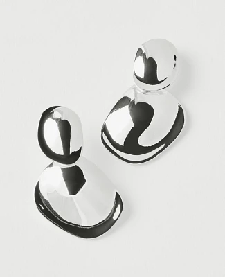 Ann Taylor Textured Metal Double Drop Earrings Silvertone Women's