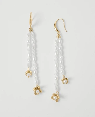 Ann Taylor Pearlized Double Tassel Drop Earrings Ivory Women's
