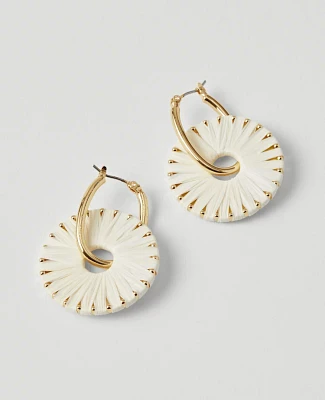 Ann Taylor Straw Wrapped Circle Drop Earrings Ivory Women's