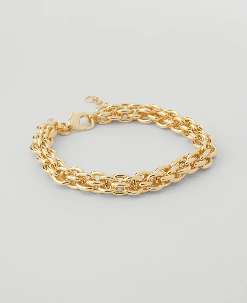 Ann Taylor Metal Chain Chunky Bracelet Goldtone Women's