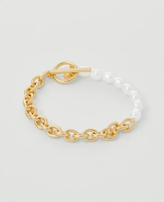 Ann Taylor Pearlized Metal Bracelet Goldtone Women's