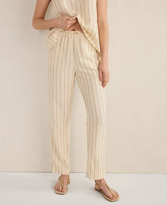 Ann Taylor Haven Well Within Linen Blend Dobby Stripe Pants Ivory Women's