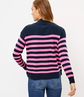 Petite Striped Shoulder Button Sweater