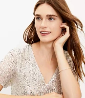 Petite Sequin Flutter Sleeve Top
