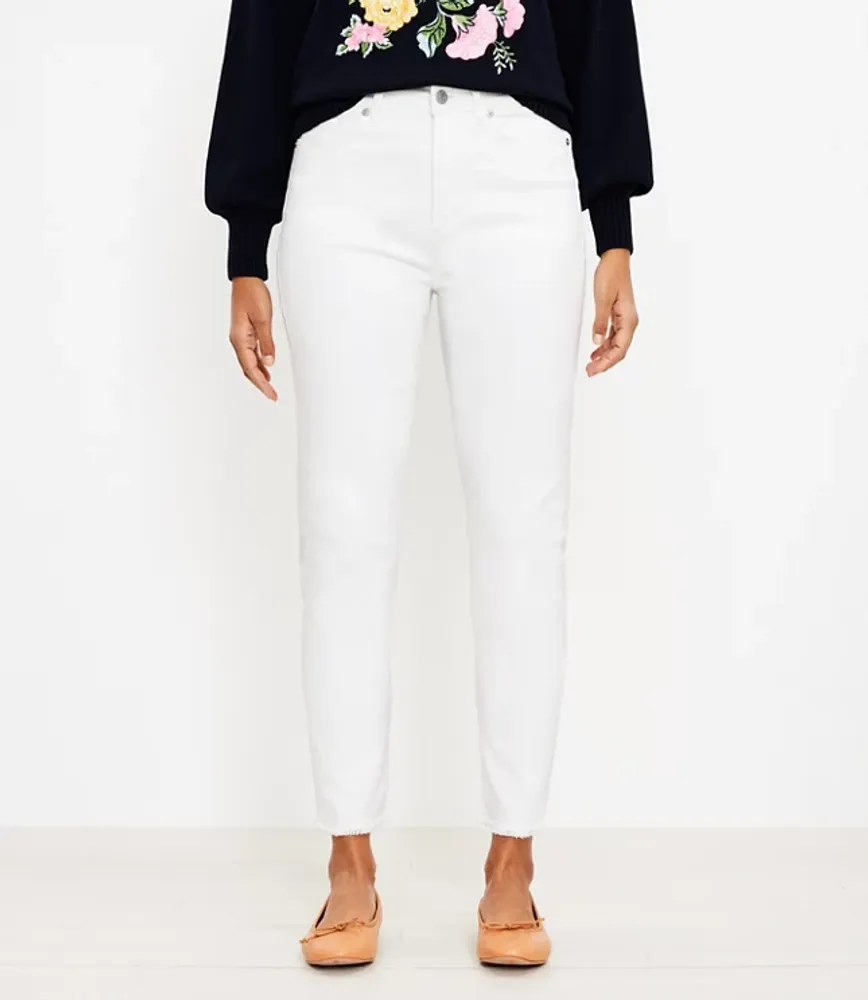 Curvy Frayed High Rise Skinny Jeans White