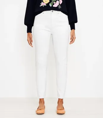 Curvy Frayed High Rise Skinny Jeans White