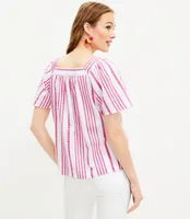 Petite Striped Square Neck Top