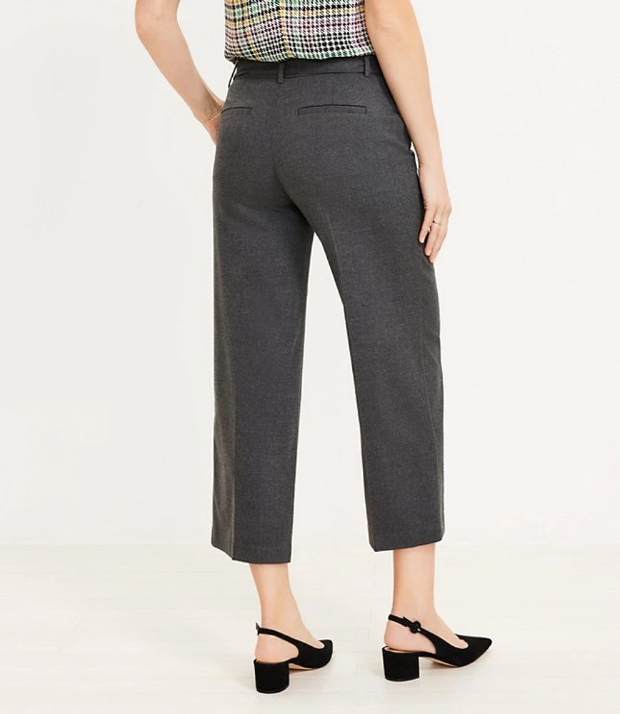Tall Belted Wide Leg Crop Pants Herringbone