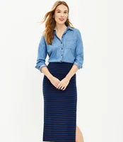 Striped Ottoman Midi Skirt