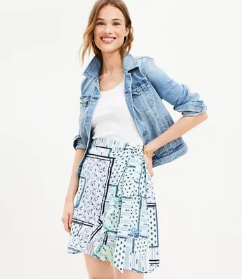 Patchwork Ruffle Wrap Skirt