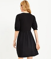 Petite Mixed Media Swing Shirtdress