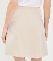 Button Trim Linen Blend Skirt