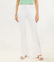 Petite Frayed High Rise Slim Flare Jeans White