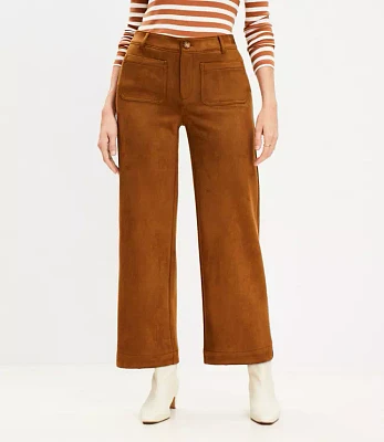 Petite Curvy Palmer Wide Leg Crop Pants in Faux Suede