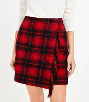 Plaid Fringe Mini Wrap Skirt