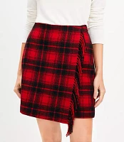 Plaid Fringe Mini Wrap Skirt