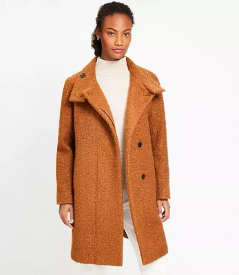 Petite Curly Funnel Neck Coat