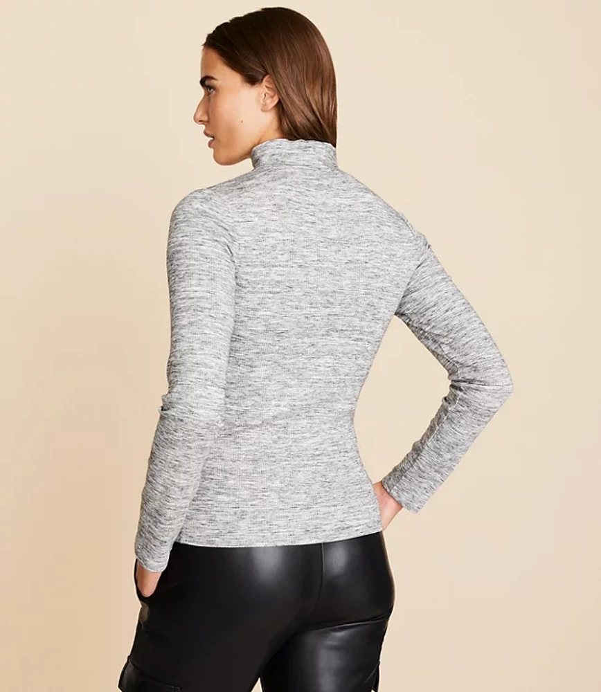 Lou & Grey Heathered Ribbed Turtleneck Top