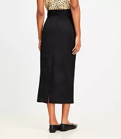 Twill Belted Midi Pocket Skirt