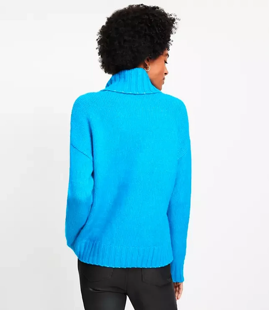 Petite Fuzzy Cowl Neck Sweater