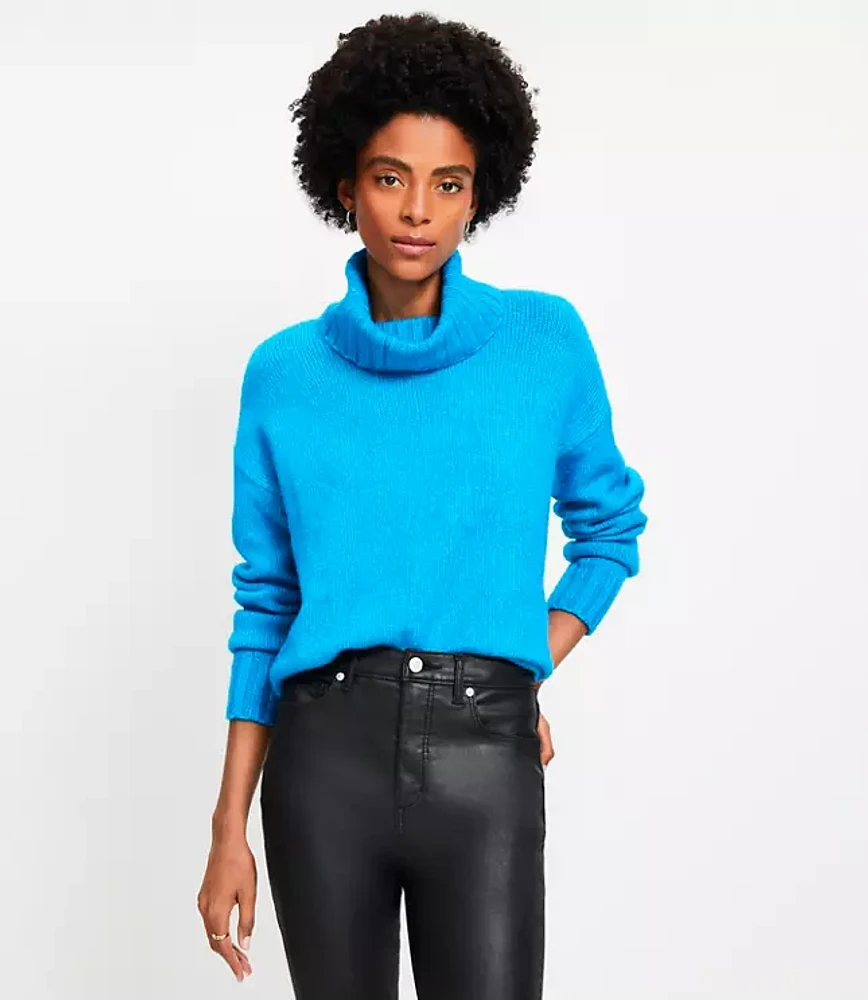 Petite Fuzzy Cowl Neck Sweater