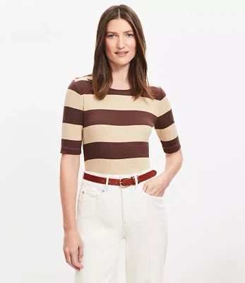 Stripe Perfect Ribbed Elbow Sleeve Tee