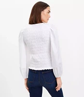 Smocked Bodice Mixed Media Top
