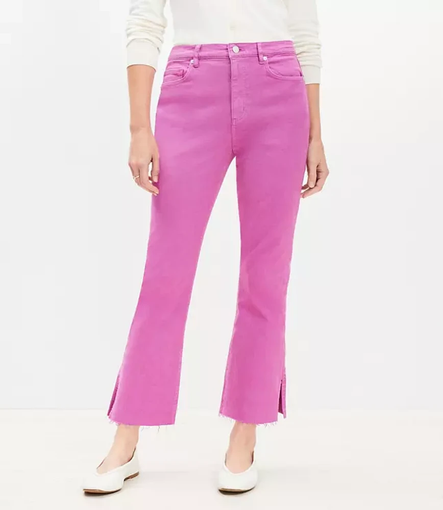 Curvy Vent Hem High Rise Kick Crop Jeans in Sugar Plum