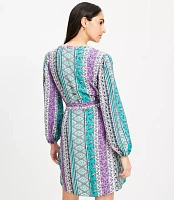 Petite Floral Stripe Belted Mini Dress