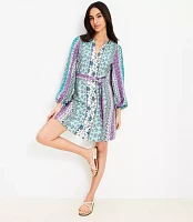 Petite Floral Stripe Belted Mini Dress