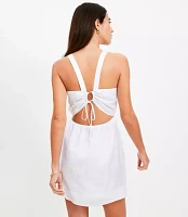 Linen Cutout Back Mini Pocket Dress