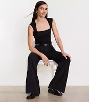 LOFT Versa 360 Knit Ruched Square Neck Bodysuit