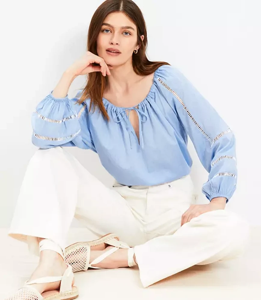 Cutout Tie Neck Blouse