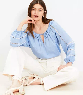 Cutout Tie Neck Blouse