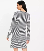 Striped Side Button Long Sleeve Mini Dress
