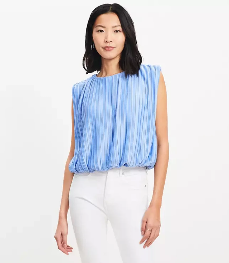 Petite Side Tie Pleated Bubble Top