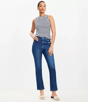 High Rise Sailor Kick Crop Jeans Classic Mid Wash