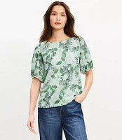 Petite Gardenia Bubble Sleeve Mixed Media Top