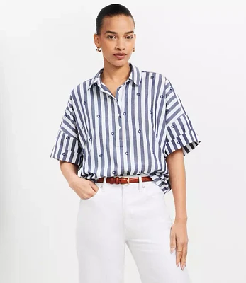 Petite Clip Stripe Henley Dolman Everyday Tunic Shirt
