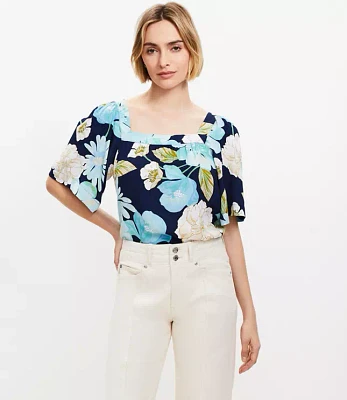 Petite Floral Square Neck Top