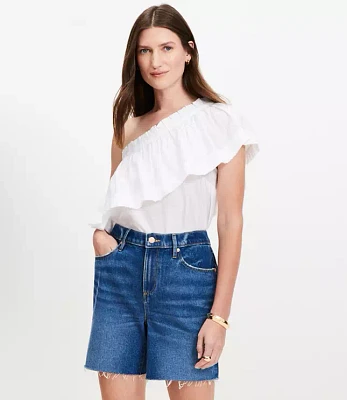 Striped Ruffle One Shoulder Top