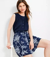 Pleated Yoke Mixed Media Top